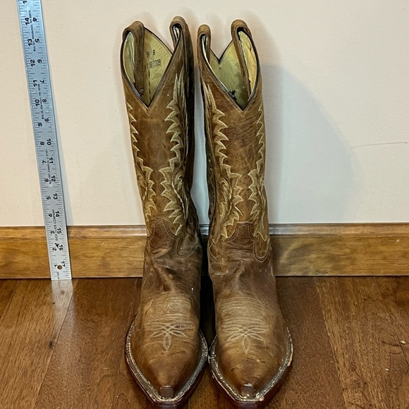 Tony Lama brown leather cowboy boots women’s 9 1/2 made in USA BT 3 - Picture 6 of 16